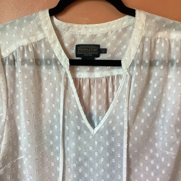 Pendleton Sheer White Summer Blouse - Picture 2 of 7